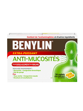 Benylin Extra-puissant Anti-mucosités Plus Soulagement du rhume, 24 caplets