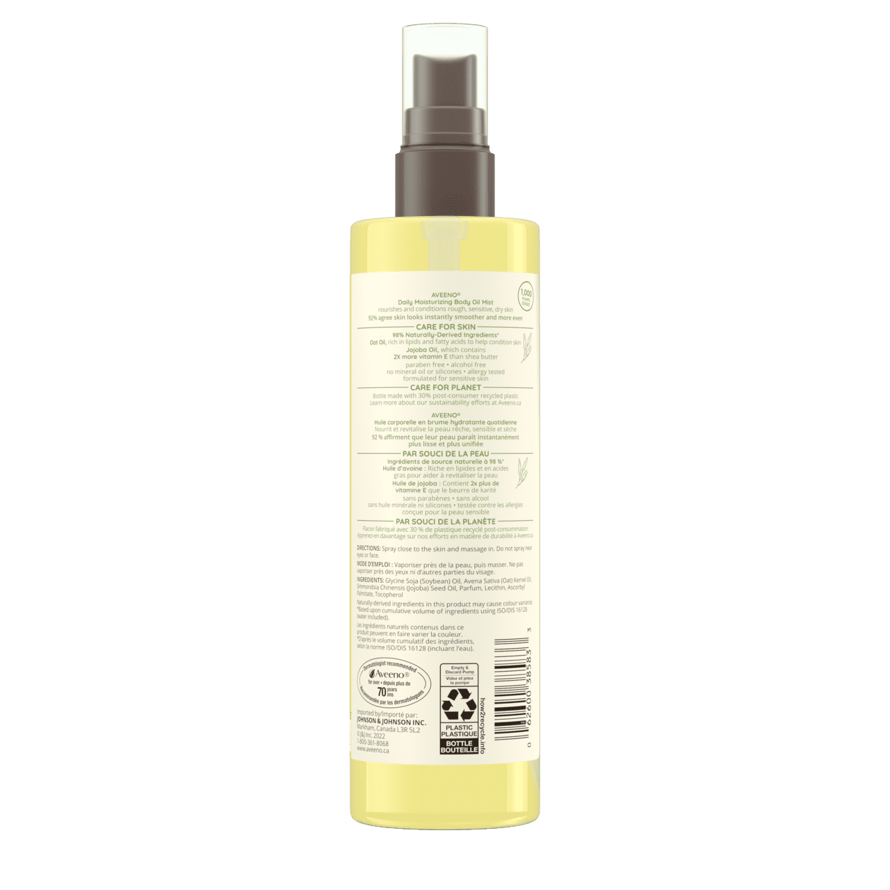 Back Shot of AVEENO® Daily Moisturizing Oil Mist  