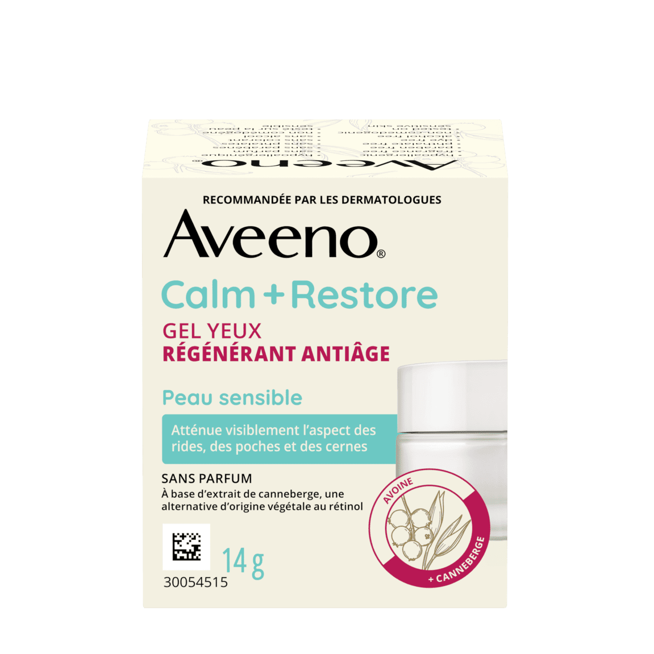 Panneau avant du gel Yeux régénérant antiâge Aveeno® Calm + Restore, 14 g