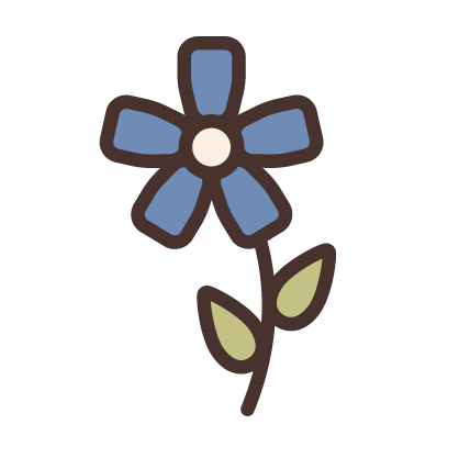 Flower icon on stem with leaves