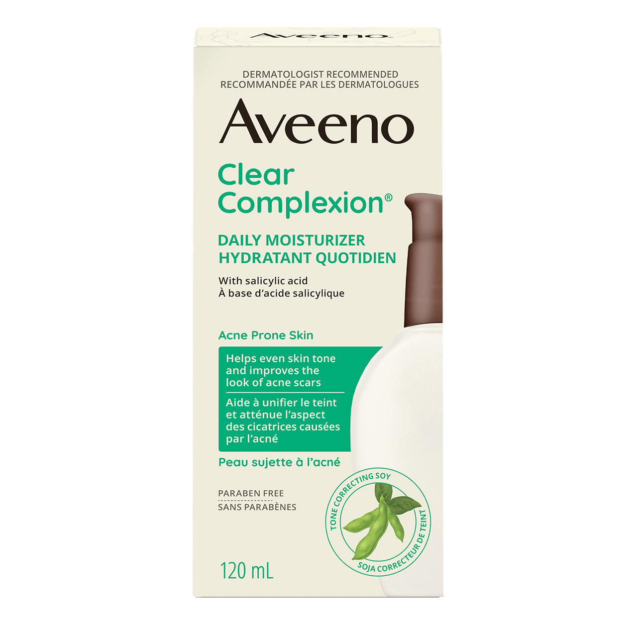 Hydratant quotidien AVEENO® CLEAR COMPLEXION® avec acide salicylique, Flacon de 120 ml