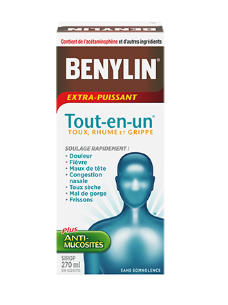 Benylin Tout-en-un Extra-puissant Rhume, grippe et toux, sirop, 270 ml