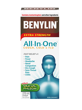 Benylin All-in-One Extra Strength Syrup for Cold, Flu & Cough, 270 ML