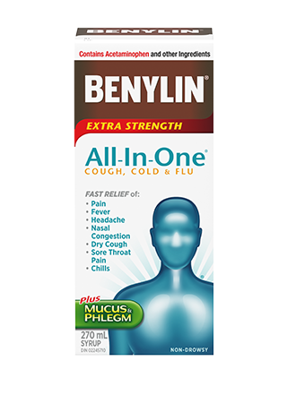 Benylin All-in-One Extra Strength Syrup for Cold, Flu & Cough, 270 ML