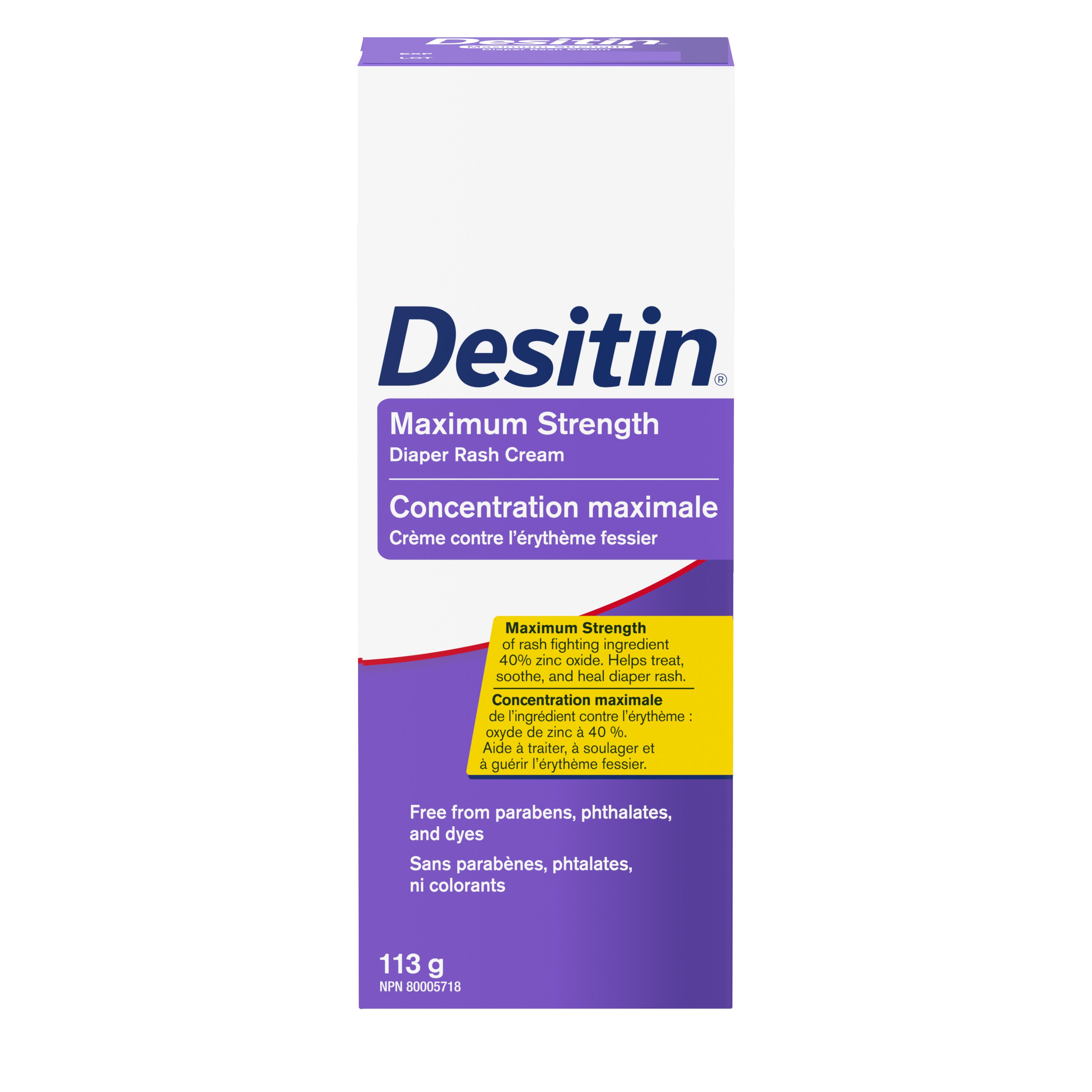 Photo de face de la crème contre l’érythème fessier Concentration maximale de Desitin®, bocal de 454 g