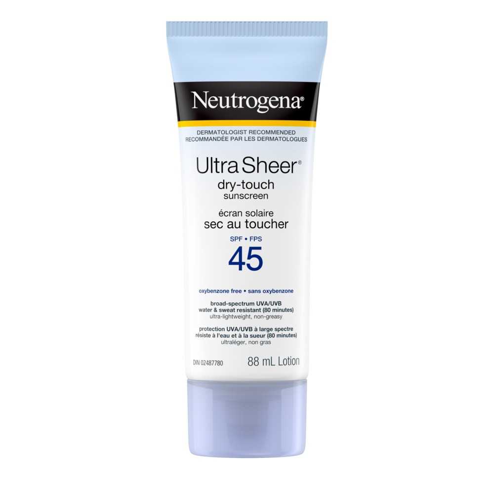 Lotion écran solaire Neutrogena Ultra Sheer Sec au toucher FPS 45, 88 ml