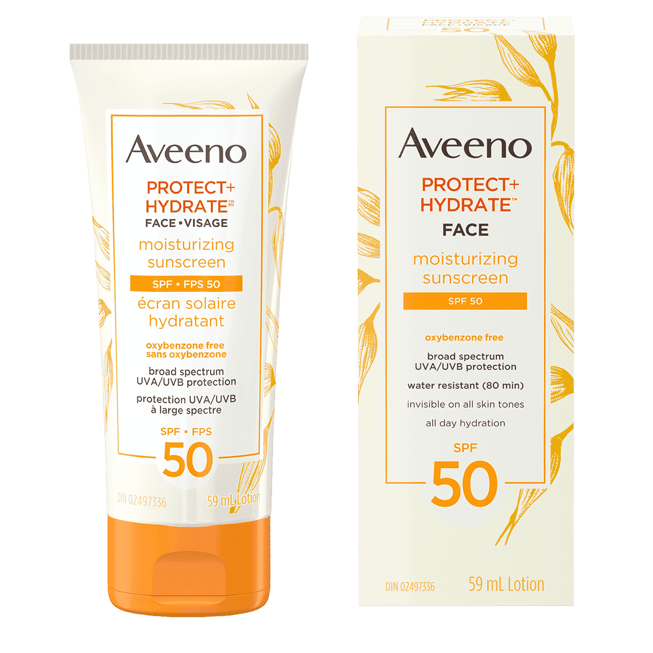 Tube de l'écran solaire Visage, FPS 50 AVEENO® PROTECT + HYDRATE