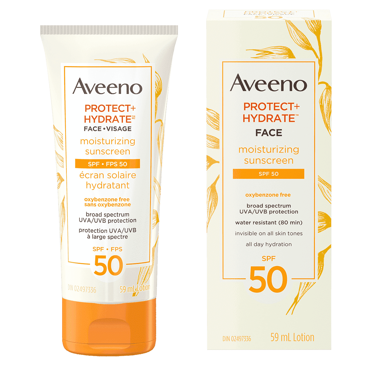 Tube de l'écran solaire Visage, FPS 50 AVEENO® PROTECT + HYDRATE