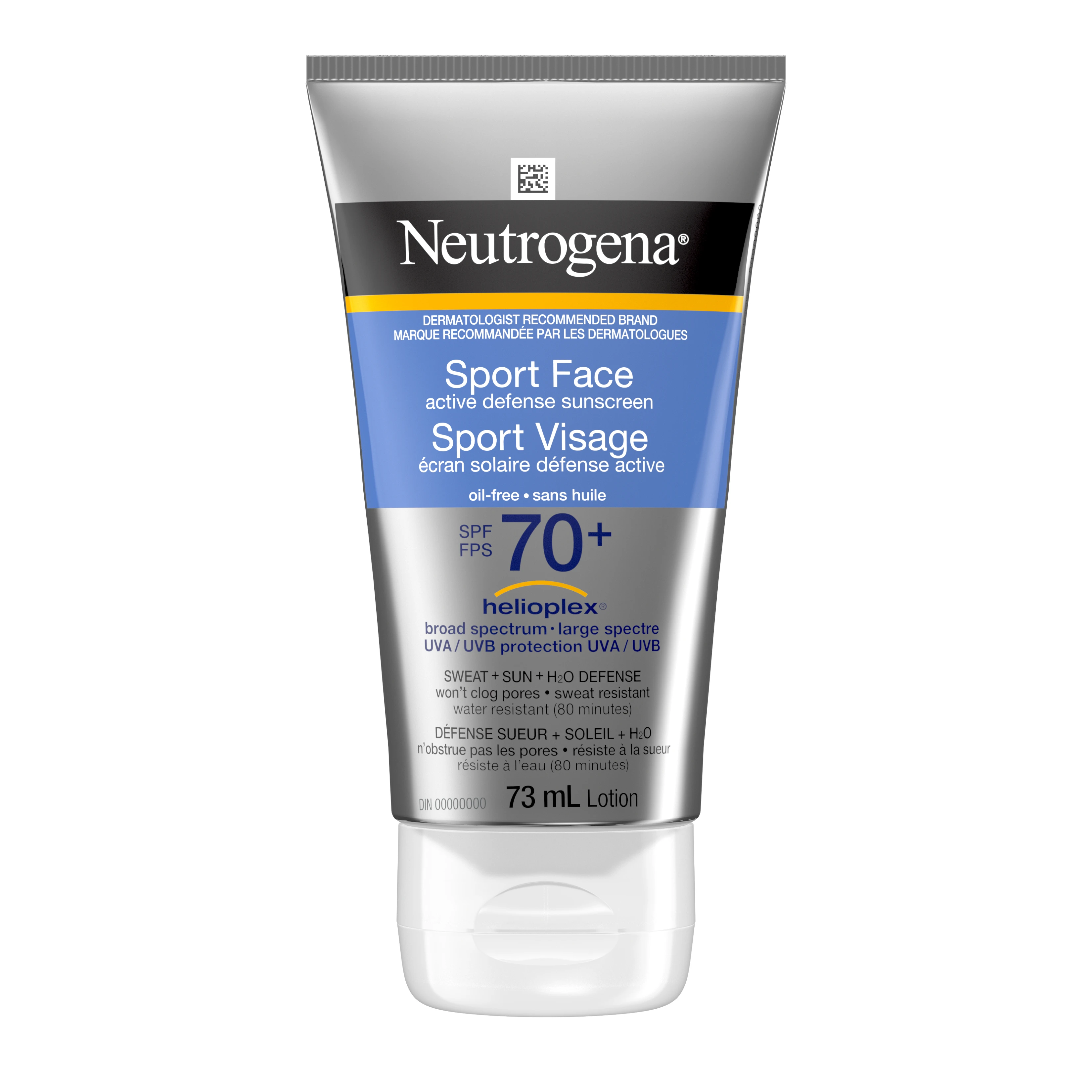 Front shot of NEUTROGENA® Sport Face Active Defense SPF 70, 73mL