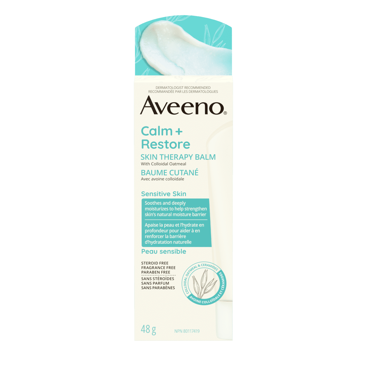 Tube of Aveeno® Calm + Restore Skin Therapy Balm for Face, 48g