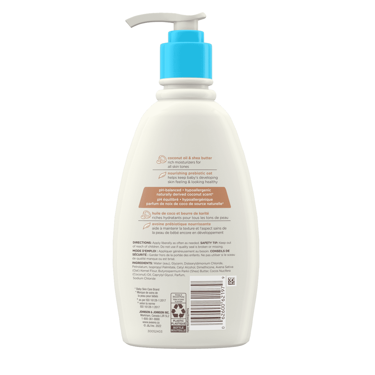 Back shot of Aveeno® Baby Daily Cream Coconut Oil & Shea Butter