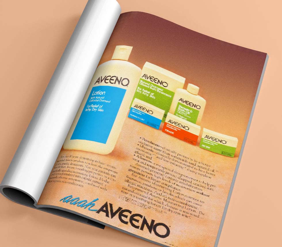 Publicité historique dans un magazine pour les produits AVEENO®