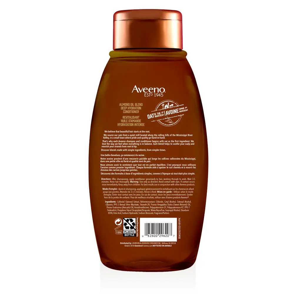 Back Shot of AVEENO® Almond Oil Blend Deep Hydration Conditioner, 354ml bottle
