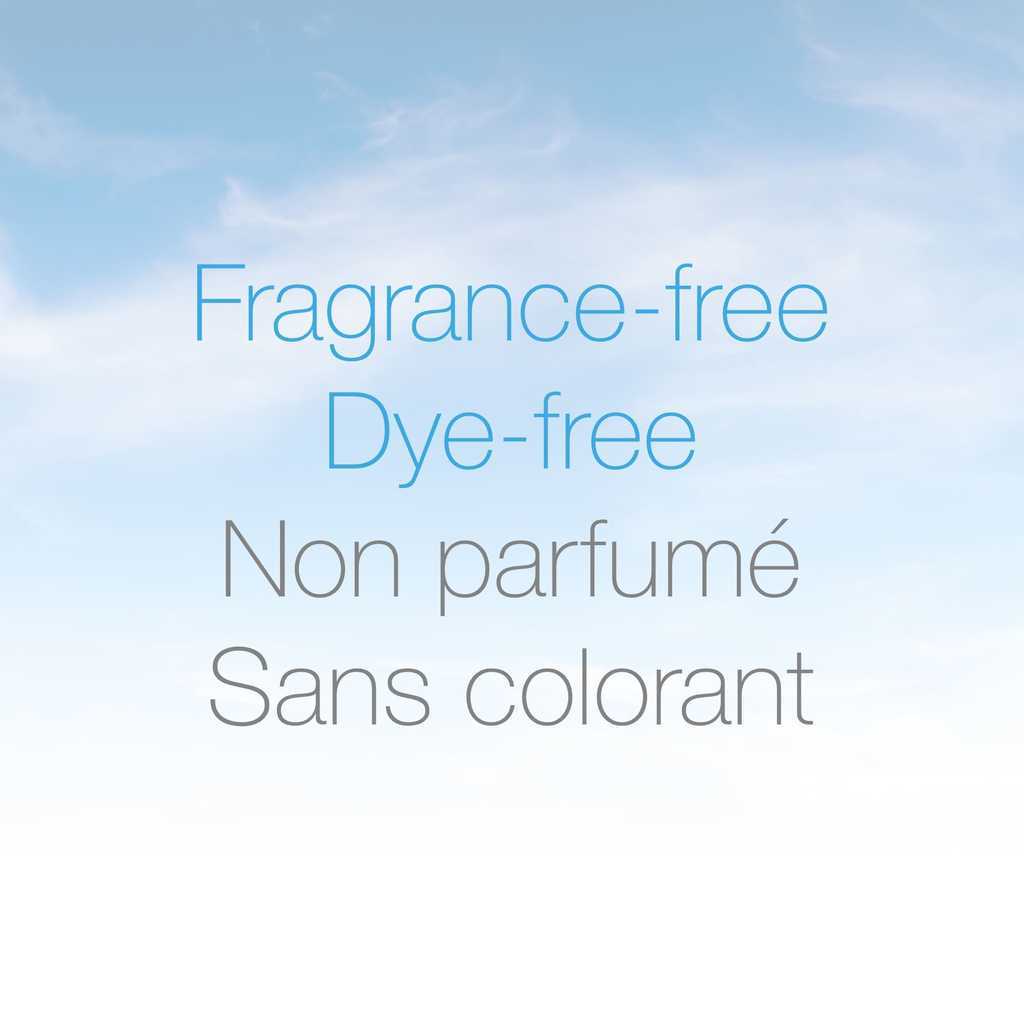 Text saying 'fragrance free, dye free'