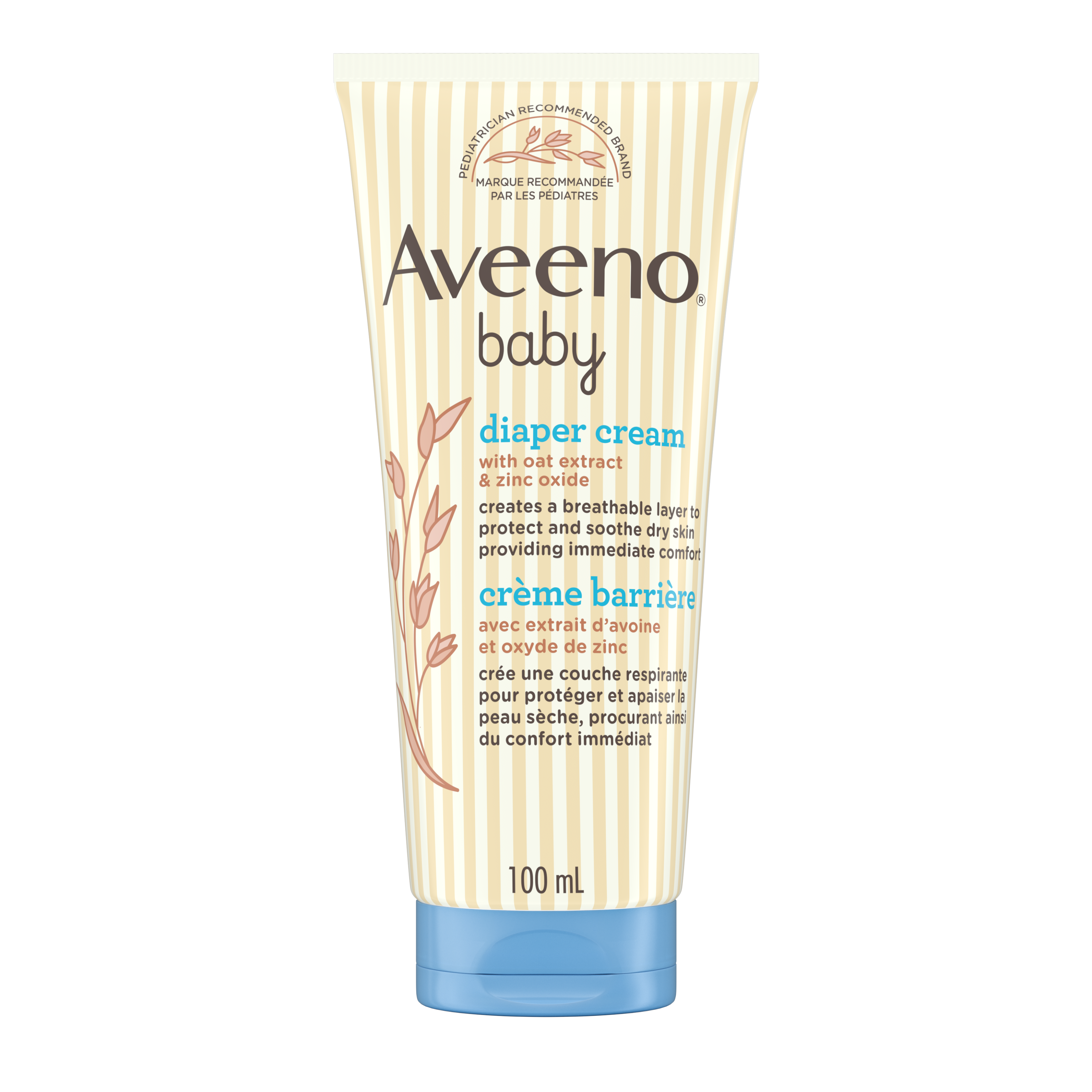 Photo de face de la crème barrière pour bébés AVEENO® BABY, flacon de 100 ml