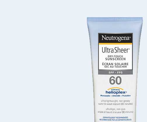 Visage éclaboussé d’eau NEUTROGENA® Ultratransparent FPS 60