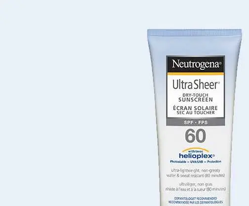 Visage éclaboussé d’eau NEUTROGENA® Ultratransparent FPS 60