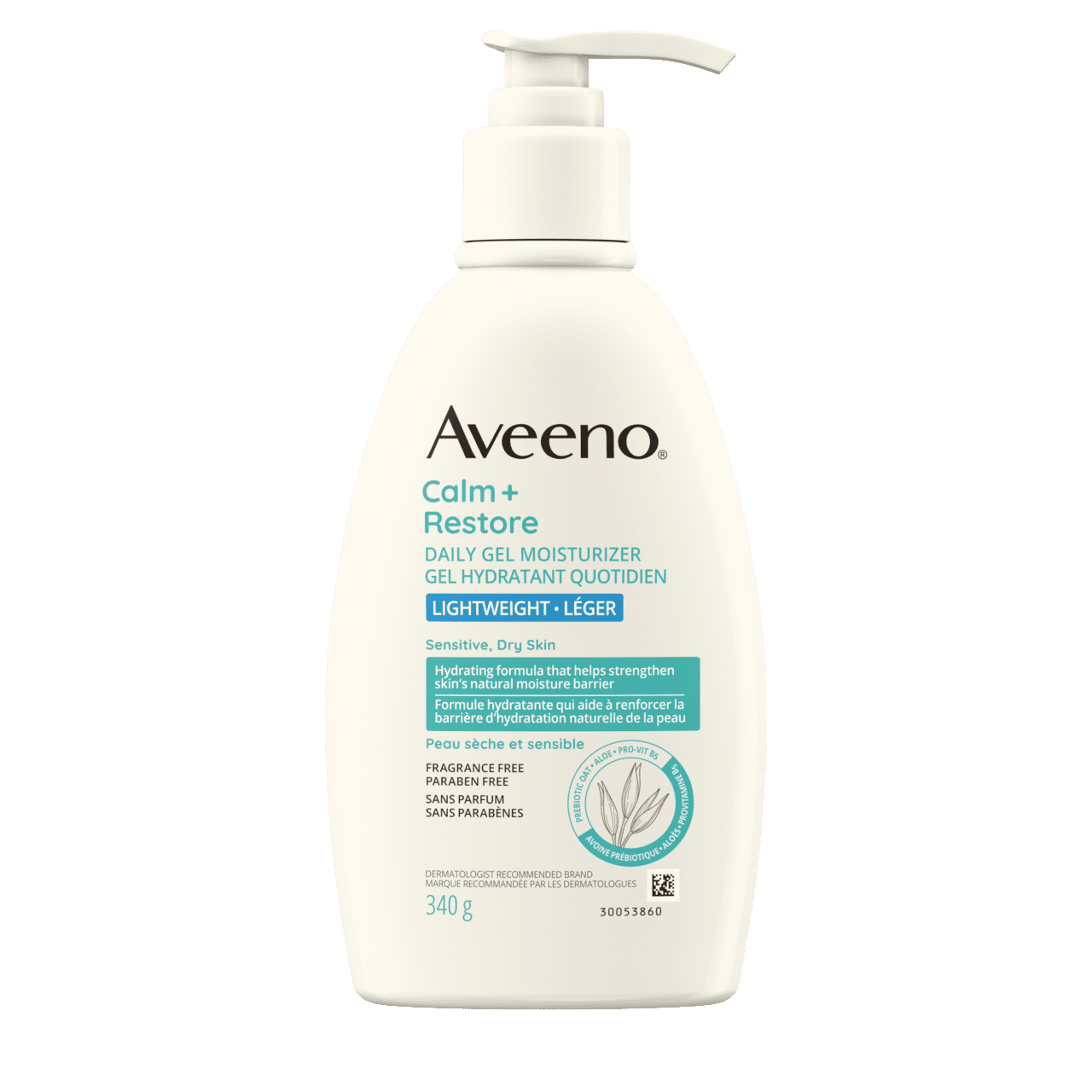 Flacon-pompe de 340 g de gel hydratant quotidien AVEENO® Calm + Restore