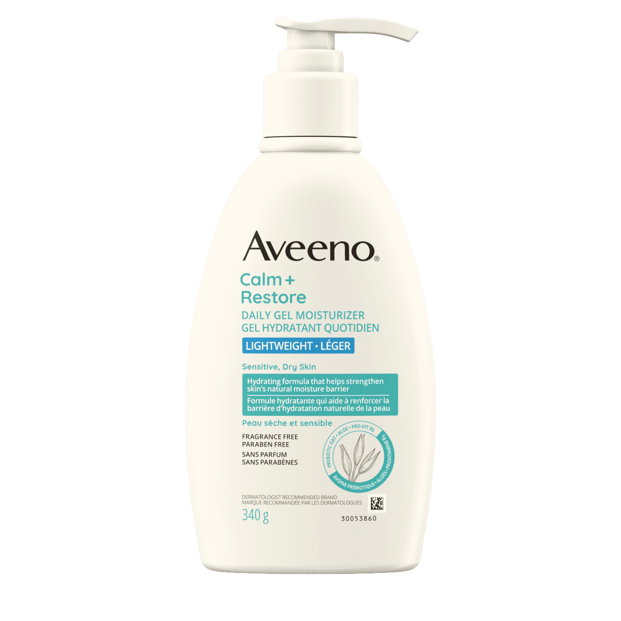 Flacon-pompe de 340 g de gel hydratant quotidien AVEENO® Calm + Restore
