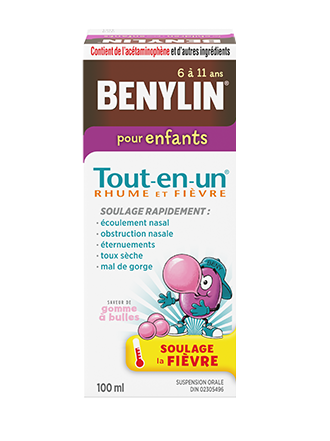 Benylin Tout-en-un Rhume et fièvre, sirop pour enfants, 100 ml