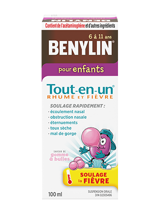 Benylin Tout-en-un Rhume et fièvre, sirop pour enfants, 100 ml