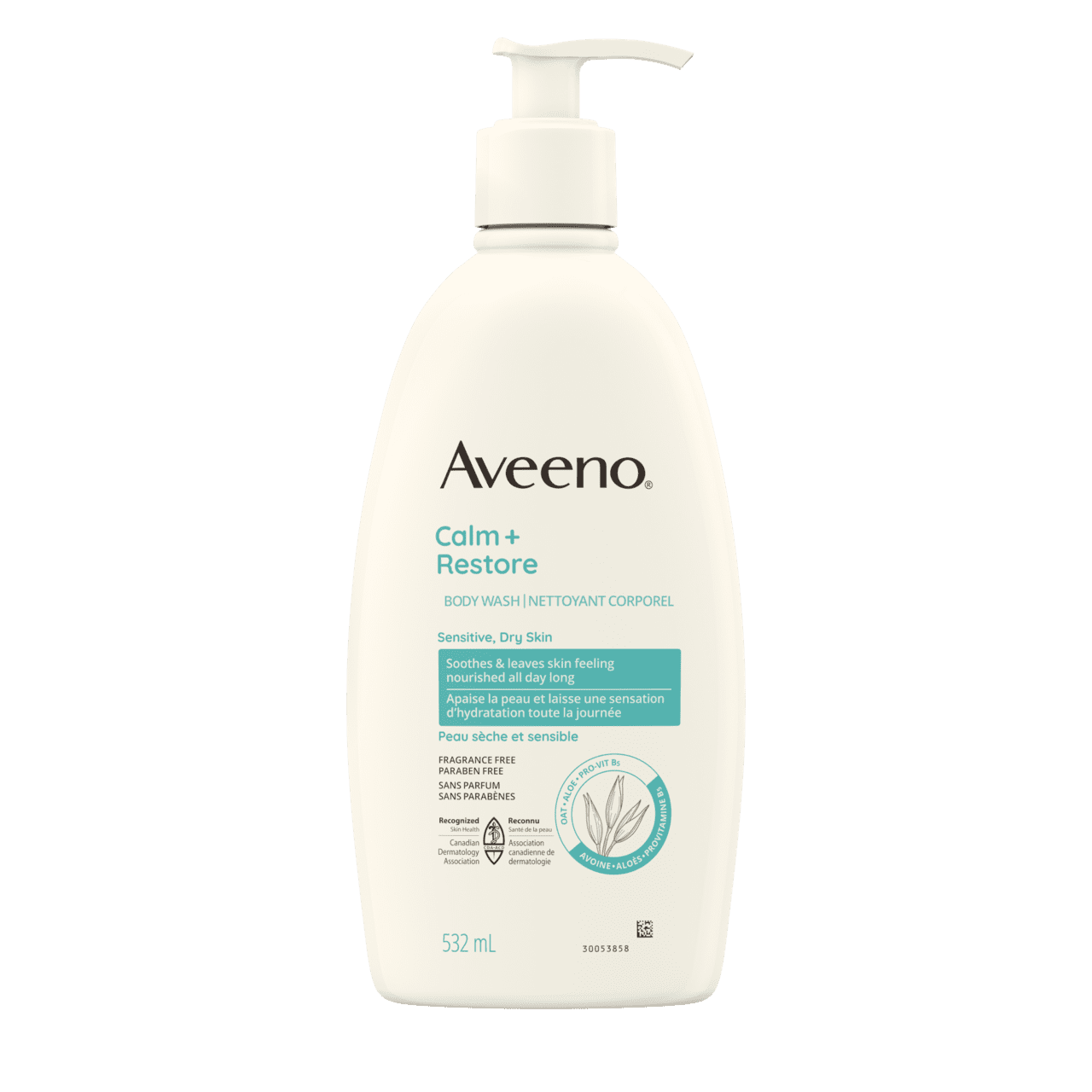 Flacon-pompe de 532 ml de nettoyant corporel AVEENO® Calm + Restore