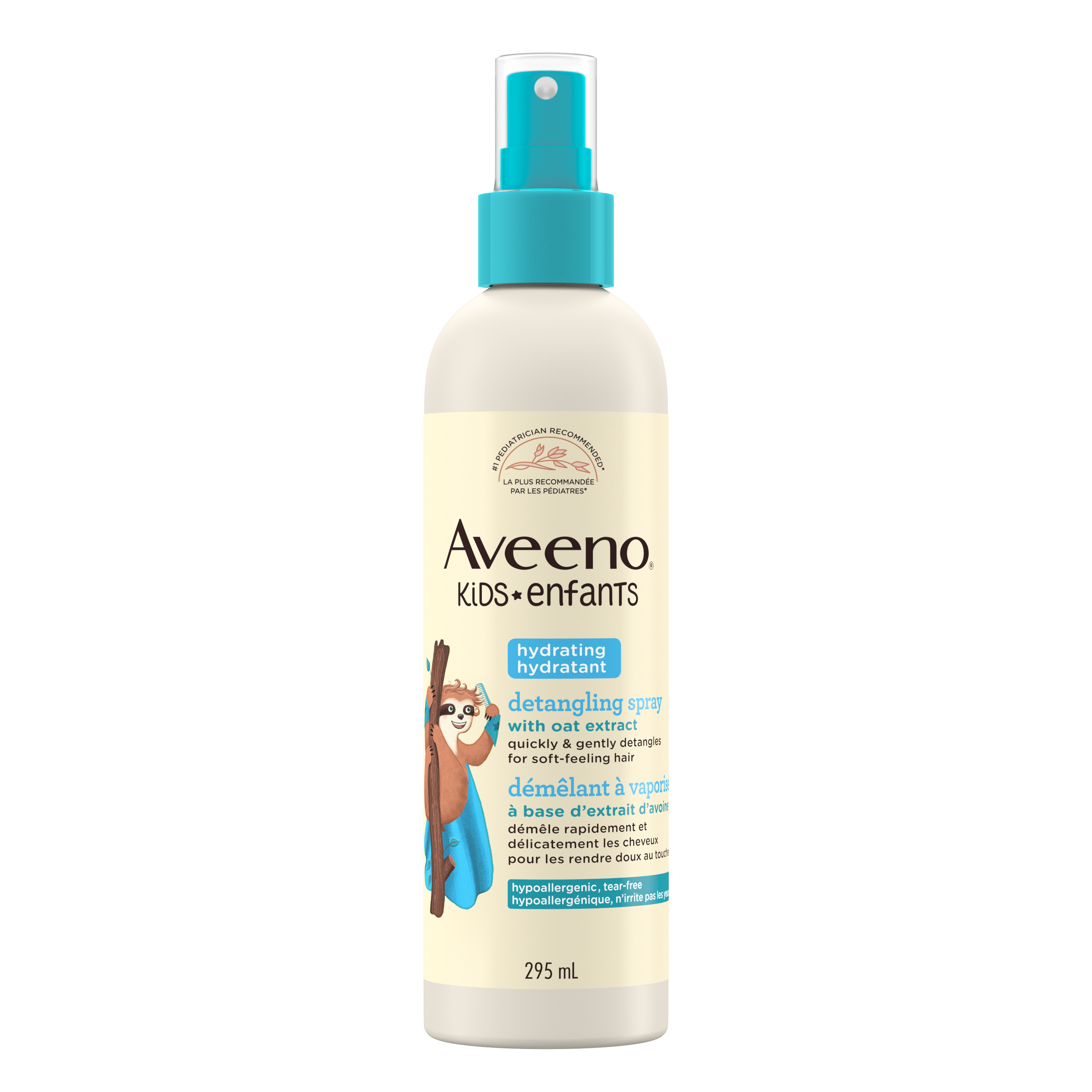 Front shot of AVEENO® Kids Hydrating Detangling Spray Bottle, 295 mL