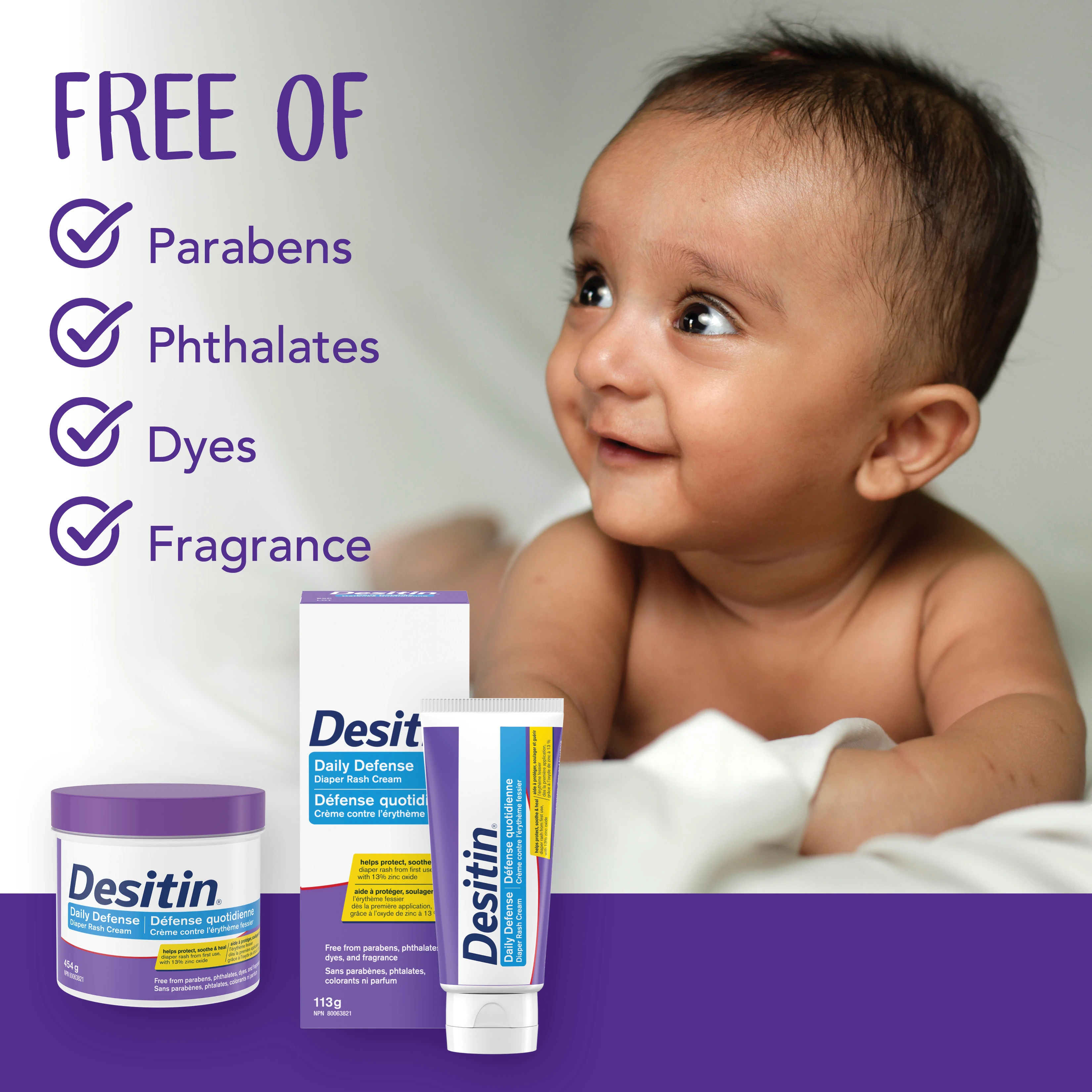 Shot of Desitin® Daily Defense Diaper Rash Cream product facts ​