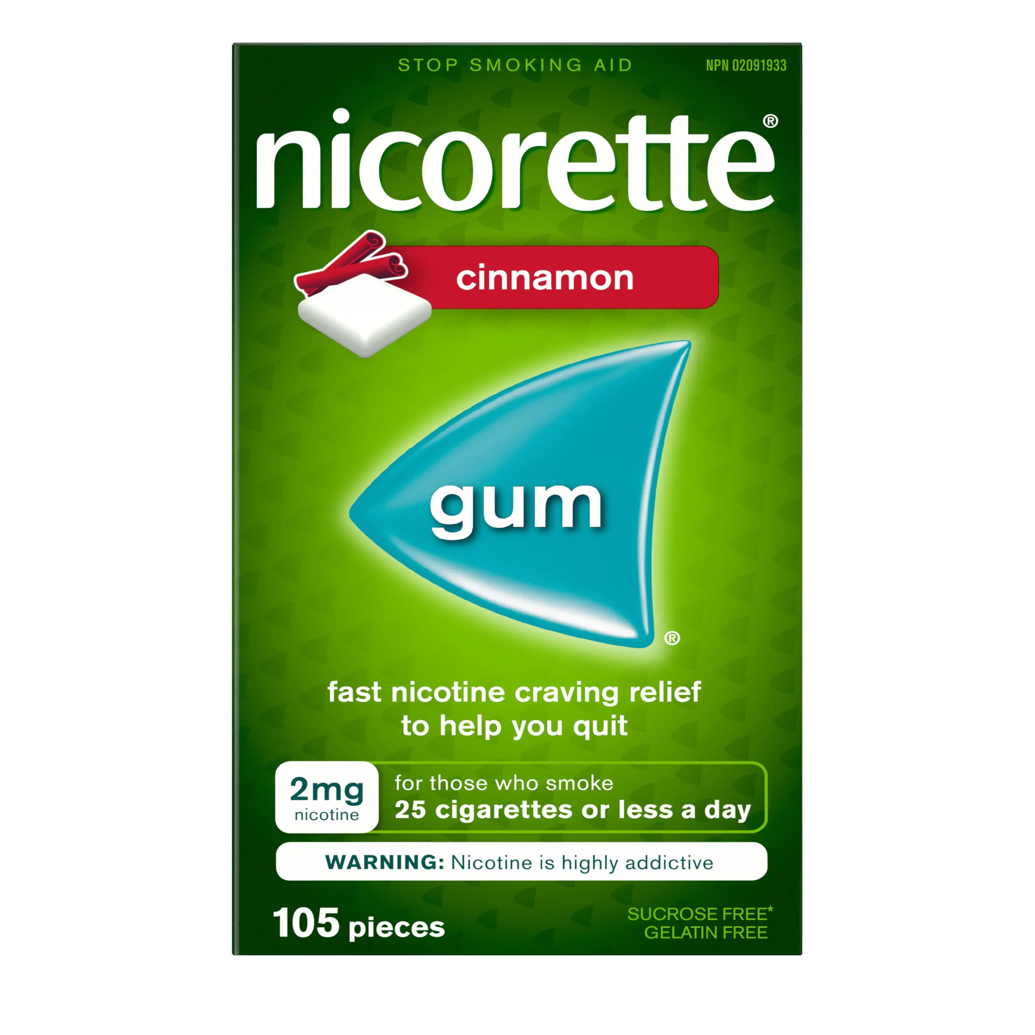 NICORETTE® Smoking Cessation Gum, cinnamon, 4mg, 105 pieces