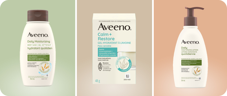 Un groupe de produits Aveeno