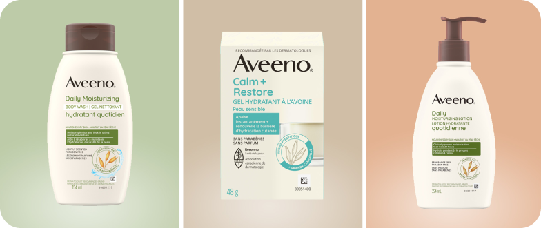 Un groupe de produits Aveeno