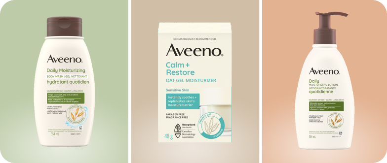 A group of Aveeno products