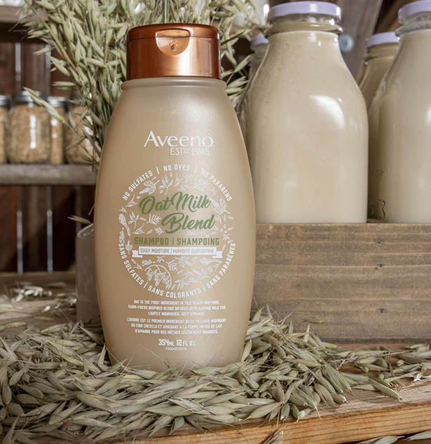 Flacon de produit capillaire aveeno au lait d'avoine