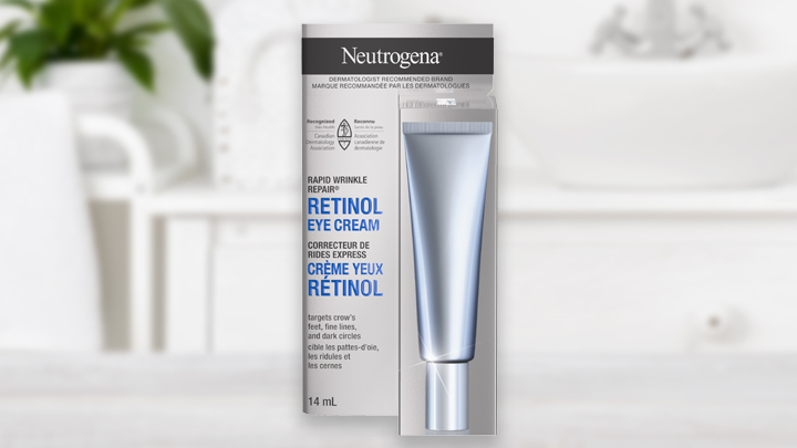 Banner including a package of NEUTROGENA® RAPID WRINKLE REPAIR® RETINOL Cream,14mL