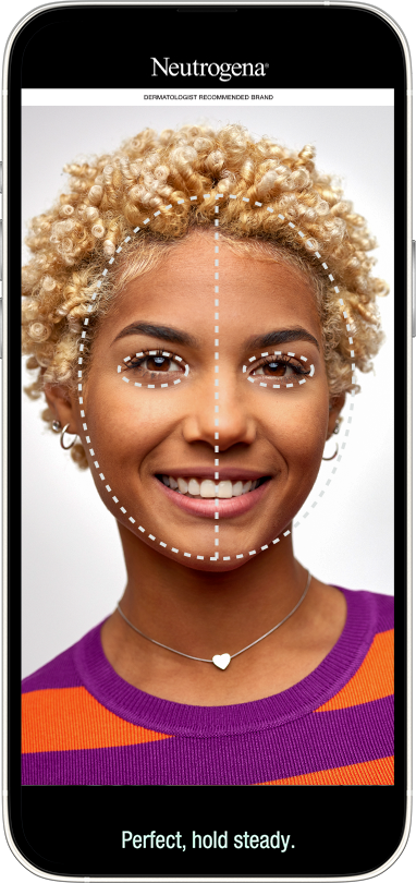 Image showing first step of scanning a selfie using the Neutrogena Skin360 Application