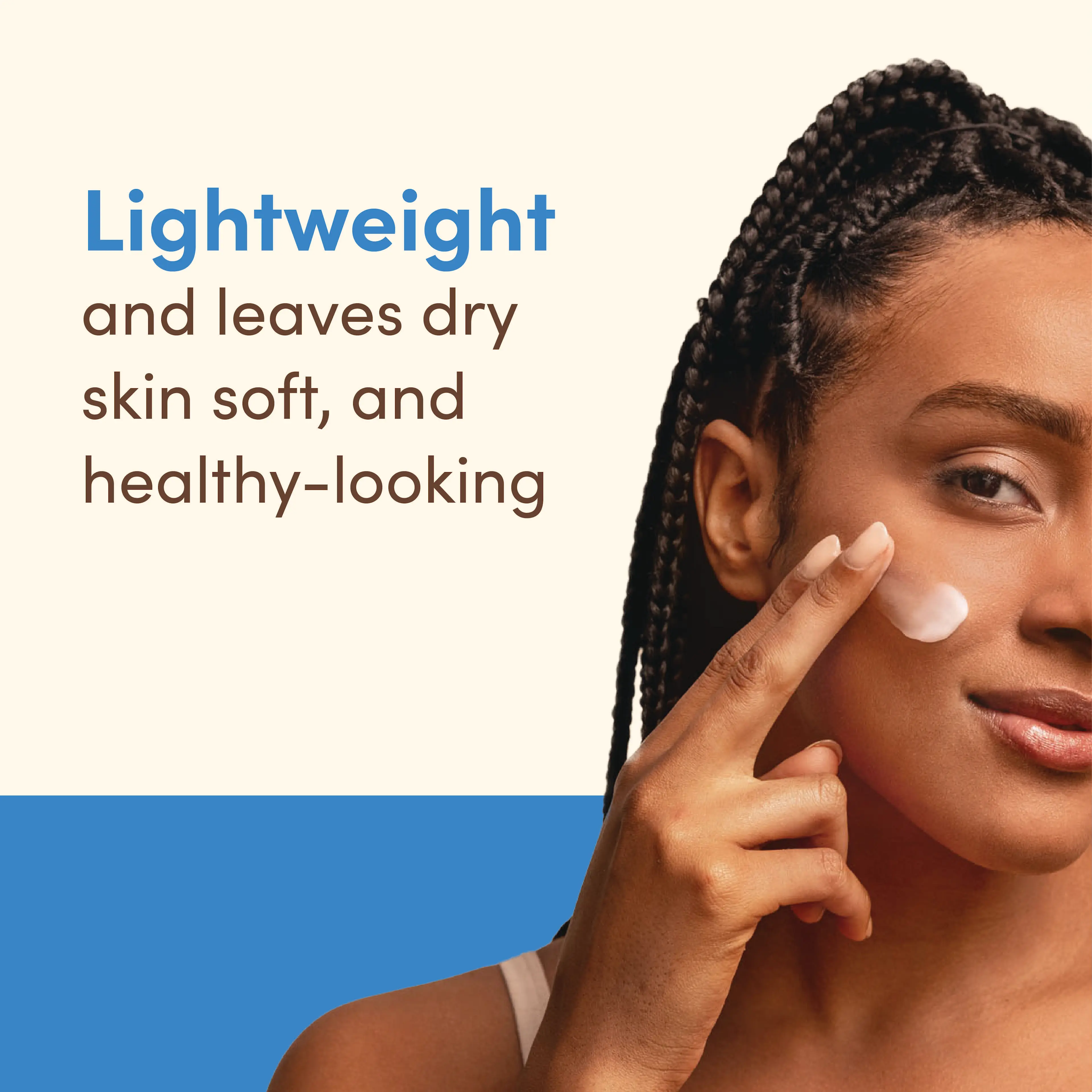 Young woman applying face lotion on her face 