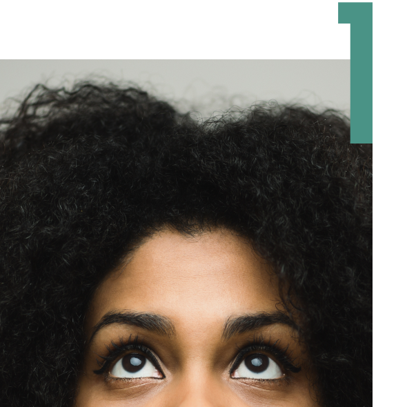 woman's eyes with the number one