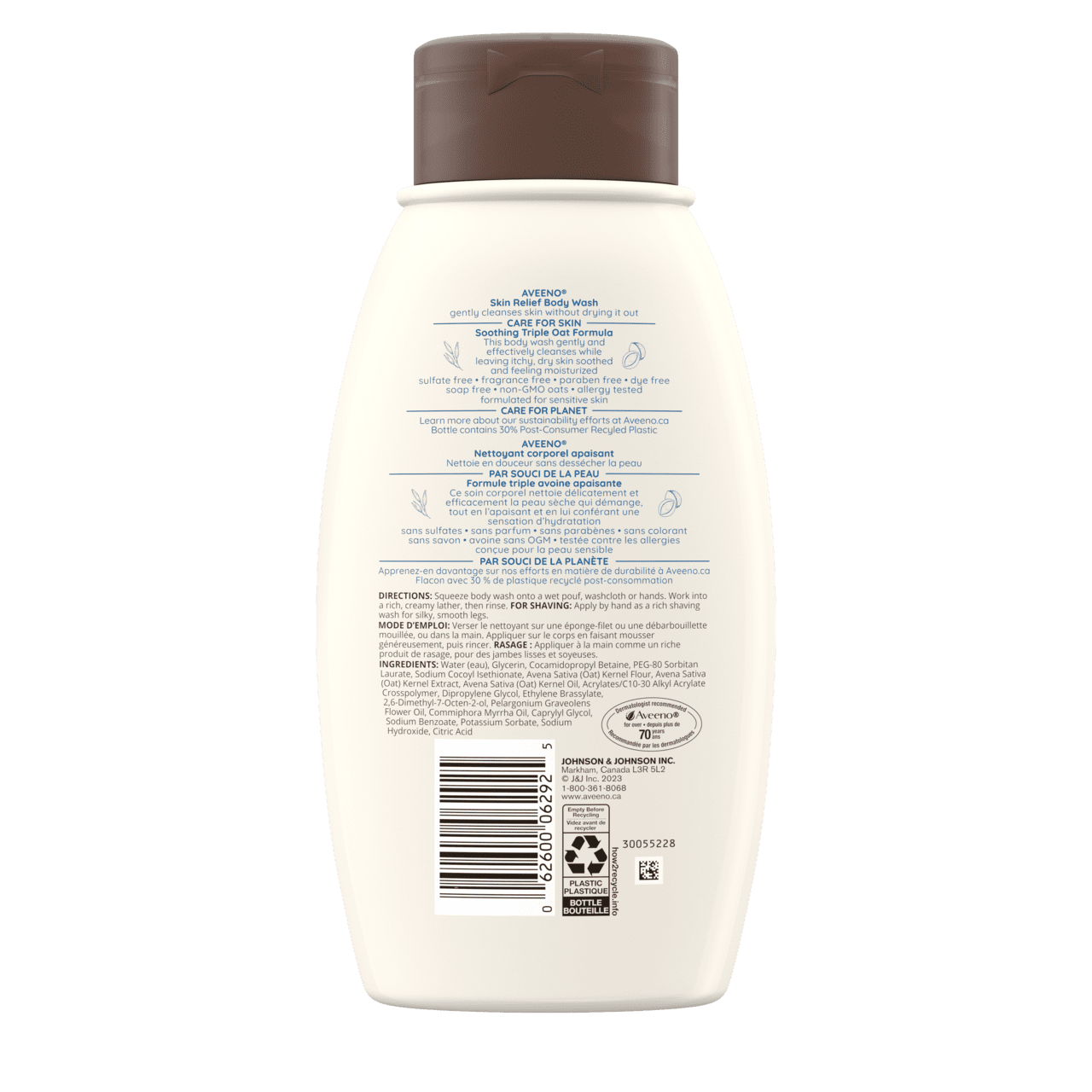 AVEENO® Skin Relief Body Wash, Fragrance-free, 532ml, back label