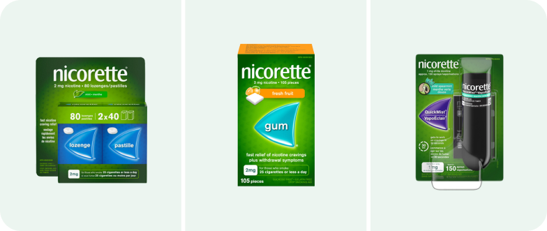 A group of Nicorette products