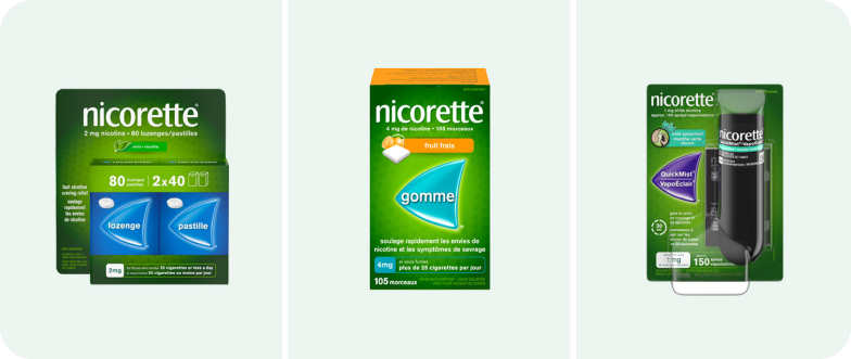 Un groupe de produits Nicorette