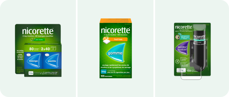 Un groupe de produits Nicorette