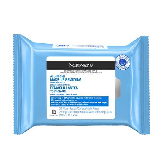 NEUTROGENA® ALL-IN-ONE Make-Up Removing Cleansing Wipes Fragrance-Free (25ct, Twin Pack)