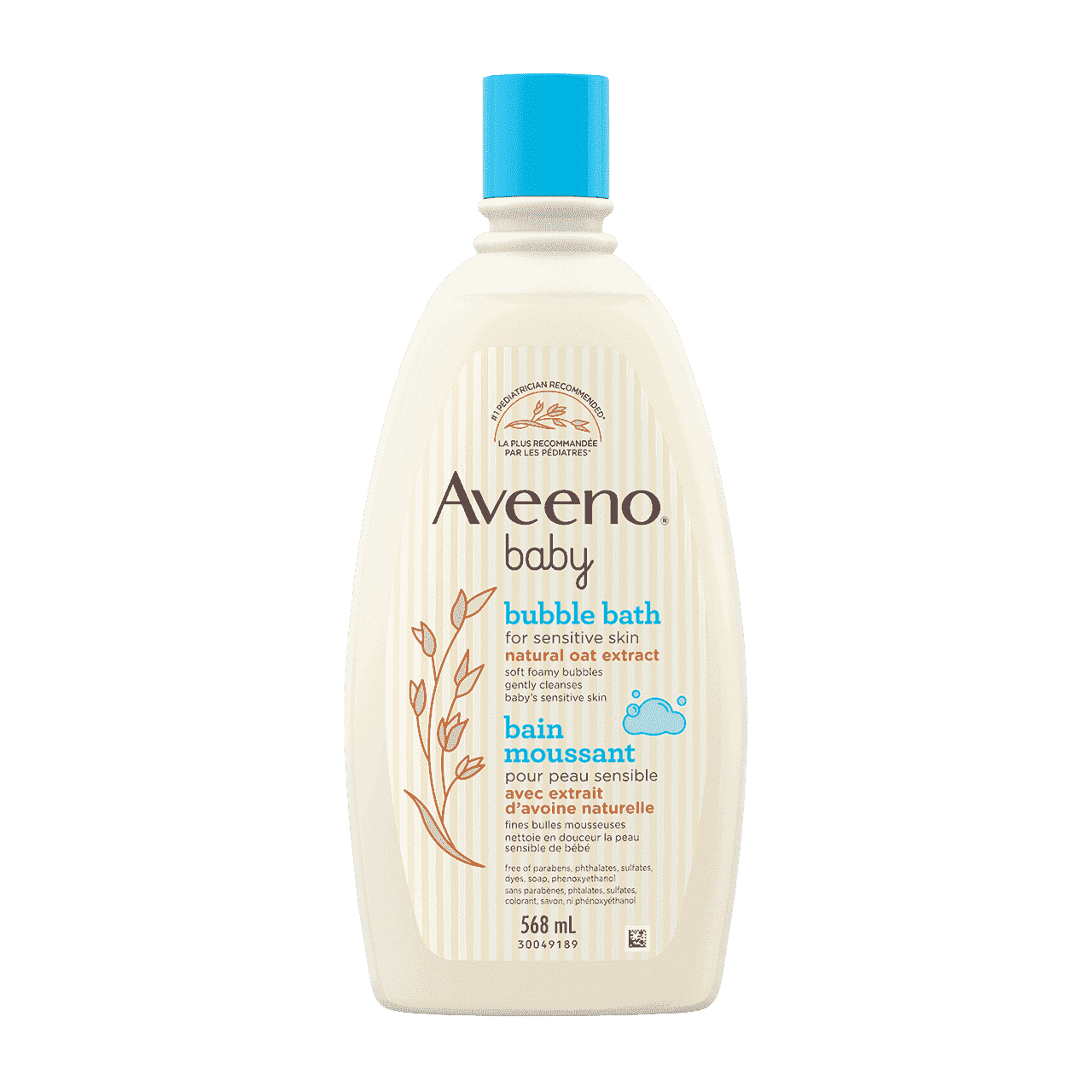 Flacon du bain moussant Aveeno® Baby pour peau sensible, avec extrait d'avoine naturelle 568 ml