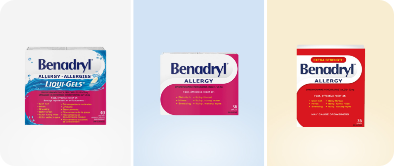 A group of Benadryl products