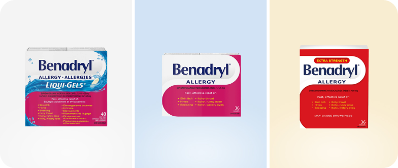 A group of Benadryl products