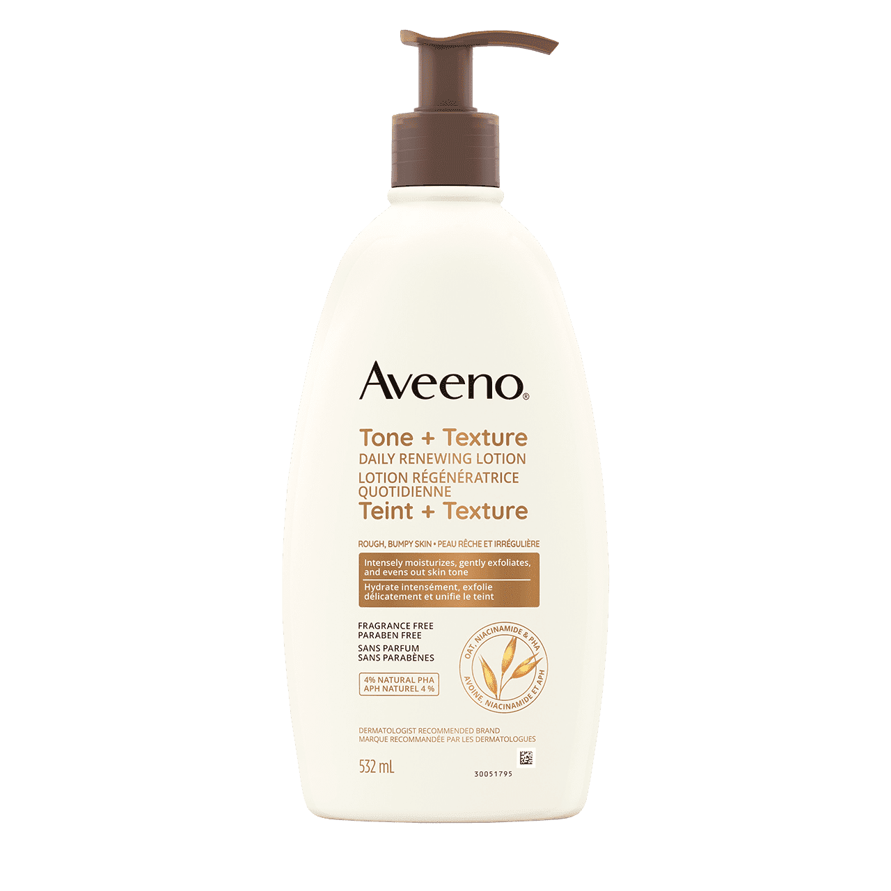 Flacon de 532 ml de la lotion régénératrice quotidienne AVEENO® Teint + Texture