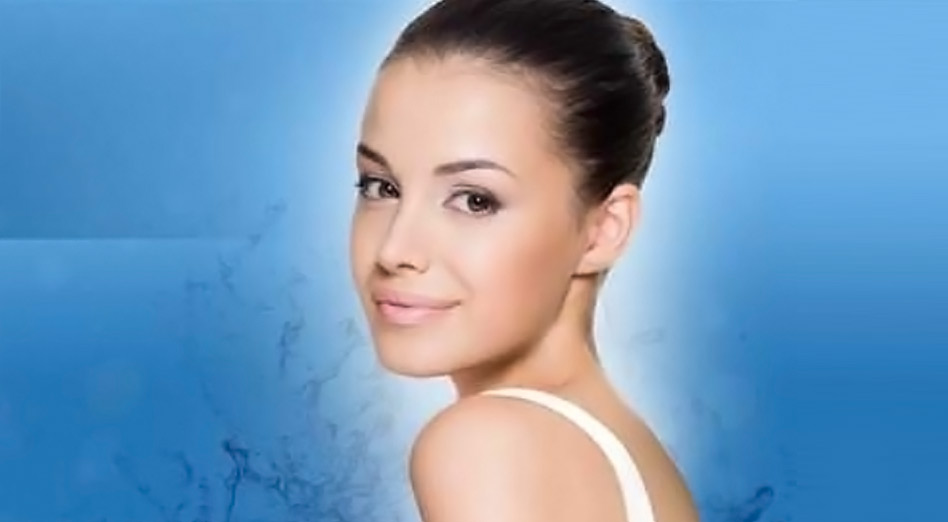 Banner with a headshot of young woman looking over her left shoulder and smiling