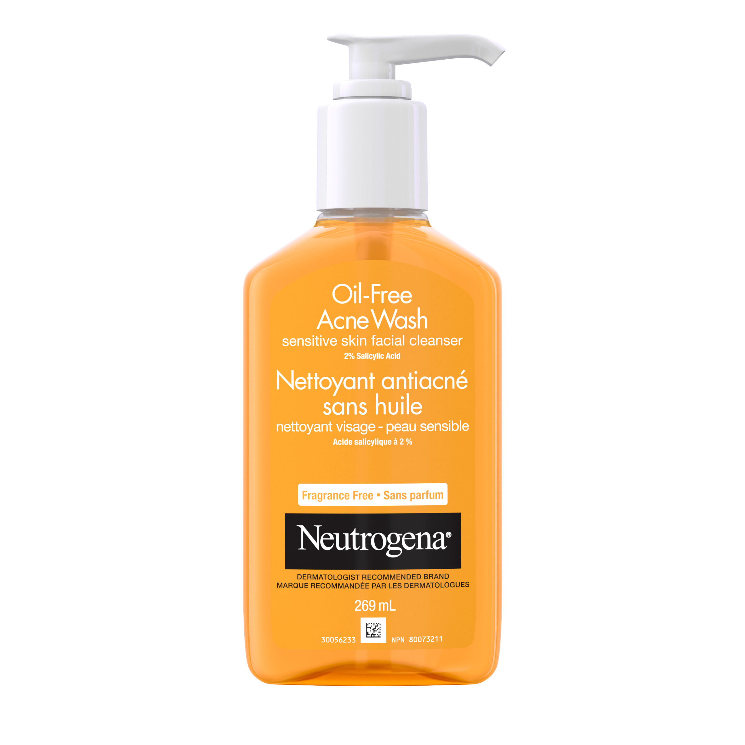 Front side shot of Neutrogena® Oil-Free Acne Wash, Fragrance Free 269ml