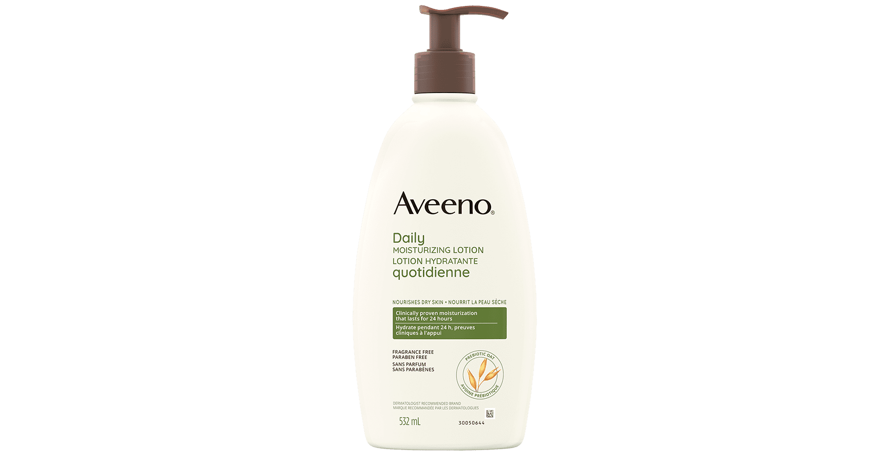 New packaging of AVEENO® Daily Moisturizing Lotion, pump bottle, 532 ml