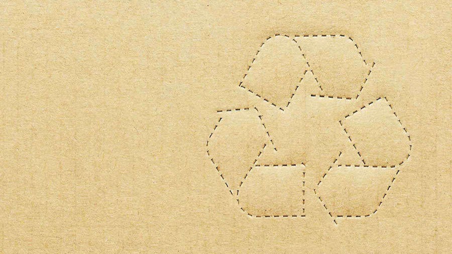 Cardboard box with recycle symbol